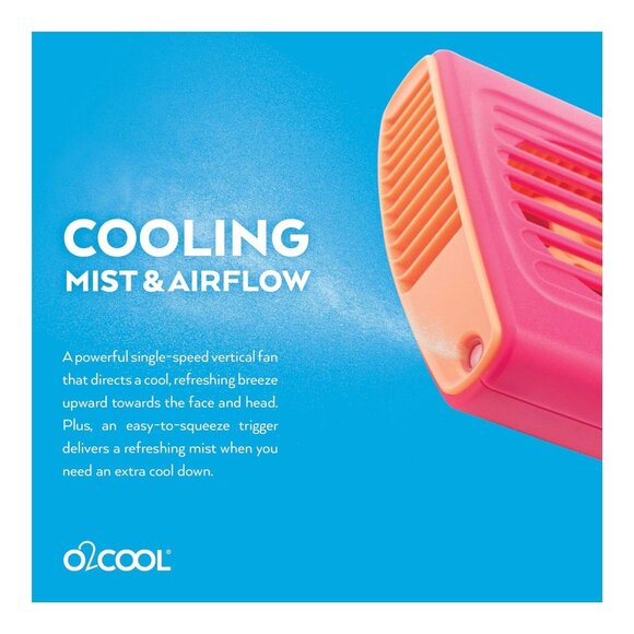 O2COOL Raspberry Misting Necklace Fan - Portable, Battery-Powered, Hands-Free Co - Picture 3 of 5